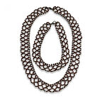 Uretti - Saadet 3870 - El Yapımı Kadın Boncuk Kolye - Bileklik Seti - Kahverengi