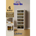 Piev 6 Katlı 12 Çift Ayakkabı Kapasiteli Mıknatıs Kapaklı Toz Geçirmez Ayakkabılık Beyaz