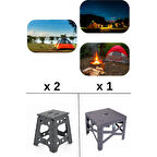 Piev Katlanır Çok Amaçlı Kolay Taşınır Kamp Piknik Masa Tabure Üçlü Set