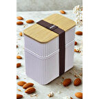 Piev Pratik Zebra Bambu Kapaklı Saklama Beslenme Kabı 2 Li No 2