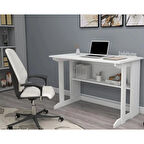 Reyo Home Enda Pillar Kütüphaneli Geniş Çalışma Masası 100x56 Cm Beyaz