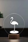Flamingo Figürlü Dekoratif Hediye Led Masa Lambası | 7 Işık Rengi | Ahşap Taban