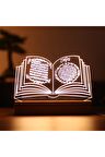 Kuran-ı Kerim Figürlü Dekoratif Hediye Led Masa Lambası | Günışığı Renk | Ahşap Taban
