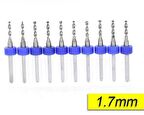 PCB Mikro Karbür CNC Matkap Ucu 10lu Set 1,70mm Tungsten 18 Shank