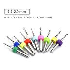 PCB Mikro Karbür CNC Matkap Ucu 10lu Gravür Set 1.1mm-2.00mm Tungsten  