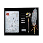 Tüy Divit Kalem Mürekkep Mühür Kaşık 10 lu Pirinç Set Cren Kuşu