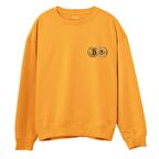 Bitcoin Baskılı Sweatshirt-Portakal