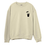Cocktail  Baskılı Krem Sweatshirt