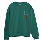Down Up Baskılı Sweatshirt-Yeşil