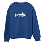 Fish Baskılı Sweatshirt-Royal Mavi