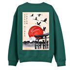 Japan Sırt Baskılı Sweatshirt-Yeşil