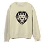 Lion Big  Baskılı Krem Sweatshirt