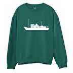 Ship  Baskılı Yeşil Sweatshirt