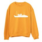 Ship Baskılı Sweatshirt-Portakal