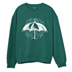 Umbrella  Baskılı Yeşil Sweatshirt
