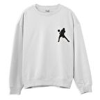 Volleyball1  Baskılı Beyaz Sweatshirt