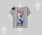 Kayık Yaka Tshirt Anime Kız Desenli Japon Tarzı