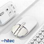 Schitec M203 Çift Modlu Taşınabilir Optik Kablosuz 2.4GHz ve Bluetooth Bağlantılı Süper Sessiz Mouse Beyaz