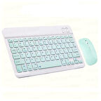 ScHitec Kablosuz Klavye ve Mouse Set Type-C Şarjlı Bluetooth 2.4G Bağlantlılı Açık Yeşil