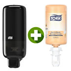 1 Ad. Tork Sabun Dispenseri Siyah 561508 + 1 Litre Tork Luxury Sıvı Sabun  Hediyeli