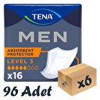 TENA Men Level-3, Erkek Mesane Pedi, 5 Damla, 16’lı 6 Paket 96 Adet
