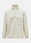 M Fleece Snap T-Neck-SAND FOG Krem Fermuarlı Yaka Normal Kalıp Erkek Polar Sweatshırt