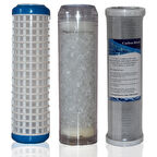 Daire Bina Sayaç Girişi 10" İnc 3 Aşama (Yıkanabilir , Silifoz , Blok  ) Yedek Filtre Seti 