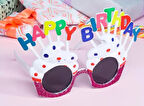 Happy Birthday Beyaz Fuşya Parti Gözlüğü