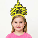 Sarı Happy Birthday Doğum Günü Prenses Tacı