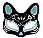 Siyah Renk Süet Kaplama Üzeri Gümüş Mavi Simli Kedi Maskesi 17x14 Cm