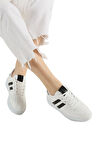 Unisex Bağcıklı GünlükSpor Sneaker Ayakkabı BEYAZ - SİYAH