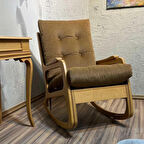 Asedia Kontes Naturel Açık Kahve Krem Dolgu Minderli Sallanan Sandalye Dinlenme Koltuğu Baba Koltuğu