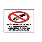 Uyarı Levhası Yağ,boya Akaryakıt Yangınlarında Su Kullan