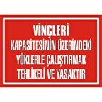 Uyarı Levhası Vinçleri Kapesitesinin Üzerindeki Yüklerle