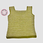 Uretti - Yıldız 7202 - El Yapımı Çizgili Örgü Bluz 53cm - Yeşil