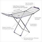 En Kaliteli Sağlam Yer Boyamaz Çizmez Leke Yapmaz Katlanır Kanatlı Çamaşır Kurutma Askısı Rafı Teli