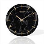 Büyük 35 cm Yuvarlak Siyah Afyon Mermeri Desenli Sessiz Saniye Bombe Camlı Ev Ofis Okul Duvar Saati