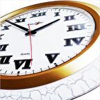 Büyük 35 cm Çatlatma Beyaz Çerçeve Romen Rakkamlı Akrilik Bombe Camlı Sessiz Çalışan Duvar Saati