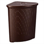 Köşe için Plastik Üçgen Hasır Örgü Desenli Kirli Çamaşır Sepeti