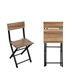 Katlanır Membran Mutfak Salon Bahçe Kamp Sandalyesi Ahşap Renk