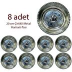 8 adet 20 cm Çirtikli Metal Hamam Tası
