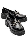 Kadın Tokalı Yüksek Taban Günlük Ayakkabı SİYAH - SİYAH