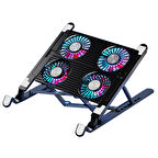 UpWay UpWay 3600RPM 4 Turbo Fanlı 7 Kademe Yükseklik Ayarlı Led Işıklı Soğutuculu Katlanabilir Dizüstü Laptop Standı 