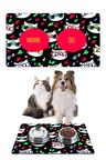 Siyah Renkli Kediler Kedi Köpek Mama Altlığı Mama Paspası 50x35cm