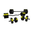 Tan Spor 100 Kg DÜZ BAR (150 cm) + Z BAR (120 cm) Dambıl Ağırlık Halter FULL SET Sarı Kapaklı