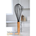 Modacar Ahşap Saplı Silikon Çırpıcı - Yumurta ve Sos Çırpıcı, Mutfak Çırpıcısı, Çırpma Teli