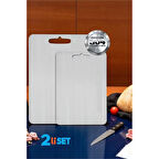 Modacar Kesim Tahtası - Profesyonel 304 Paslanmaz Çelik Doğrama Tahtası 2 Lİ SET