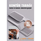 Modacar Kuaför Berber Kavisli Kontur Kesim Tarağı 2 li SET