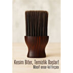 Modacar Berber Ense Fırçası Saç Temizleme Fırçası - Berber Temizlik Fırçası Masif Ahşap