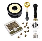 Davetiye Mum Mühürü Uygulama Seti Siyah Renk 355 Dal Yaprak